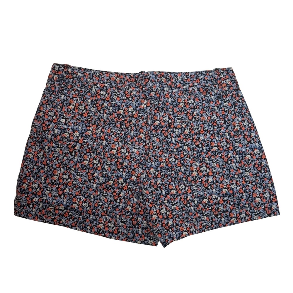 Gap Womens Floral Chino Shorts Navy Blue Orange Ditsy Flower Cuffed Size 4 - Picture 3 of 3